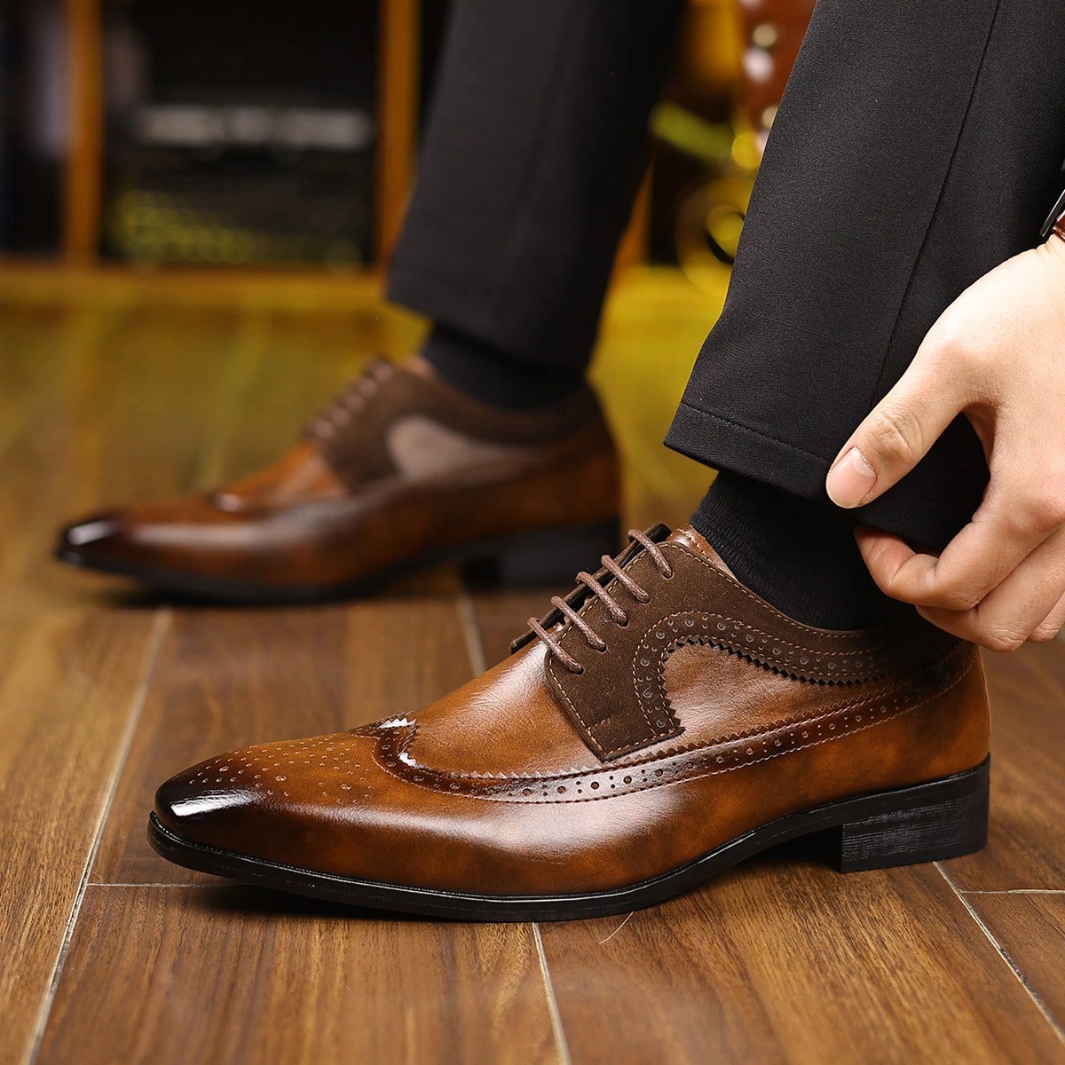 Formal Men Daily Wear Footwear - Wingtip Brogue veterschoenen voor heren, formele