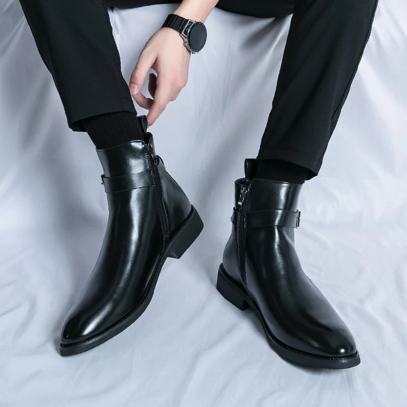 Modeontwerper Puntige leren he - Men Formal Wear With Boots recensie en prijs