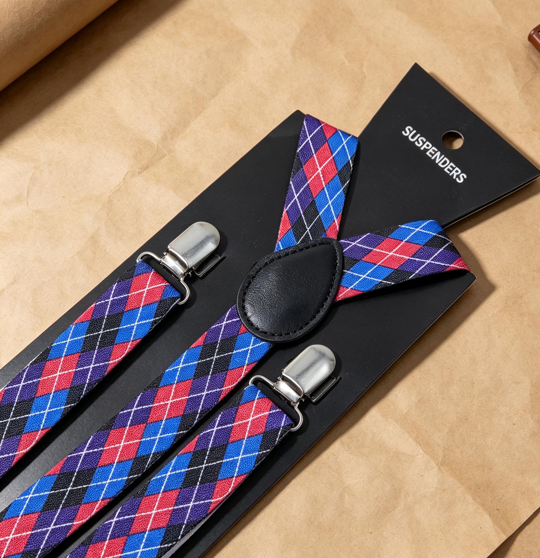 Paarse diamantpatroon, retro h - Men'S Formal Wear With Suspenders recensie en prijs